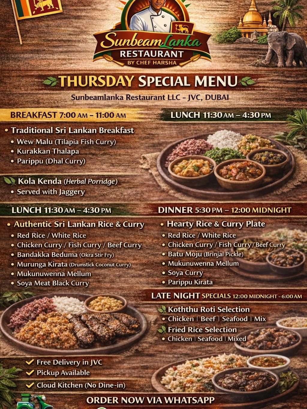Thursday Sri Lankan Special Menu